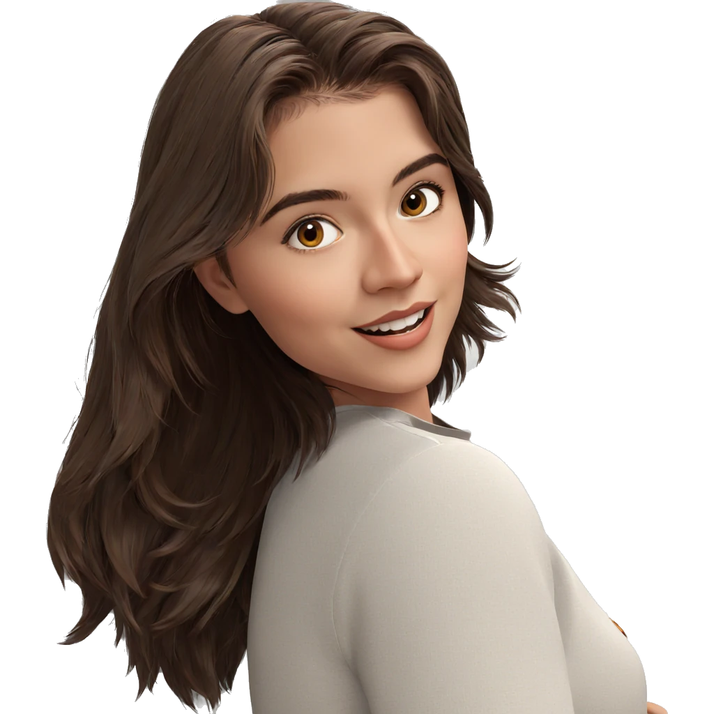smiling girl with brown hair emoji