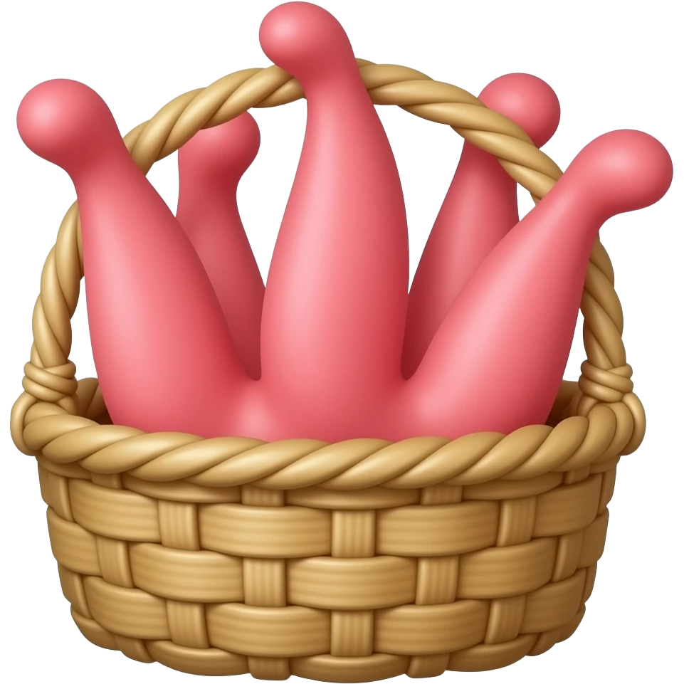 A basket full of animated penis emoji