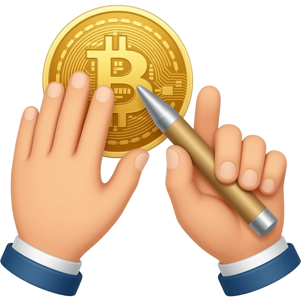hands polishing bitcoin emoji