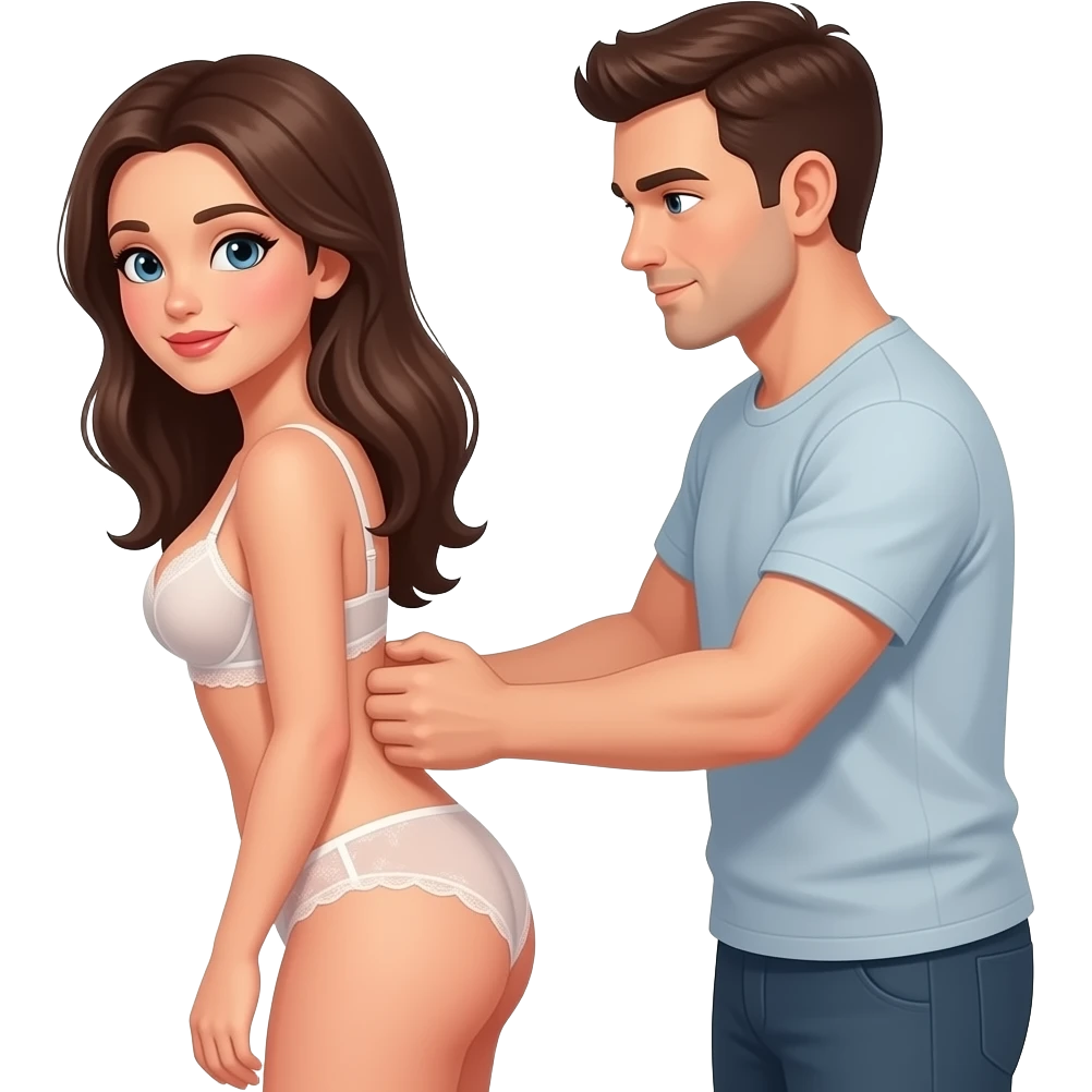 A woman in lingerie getting her back squeezed by a man emoji
