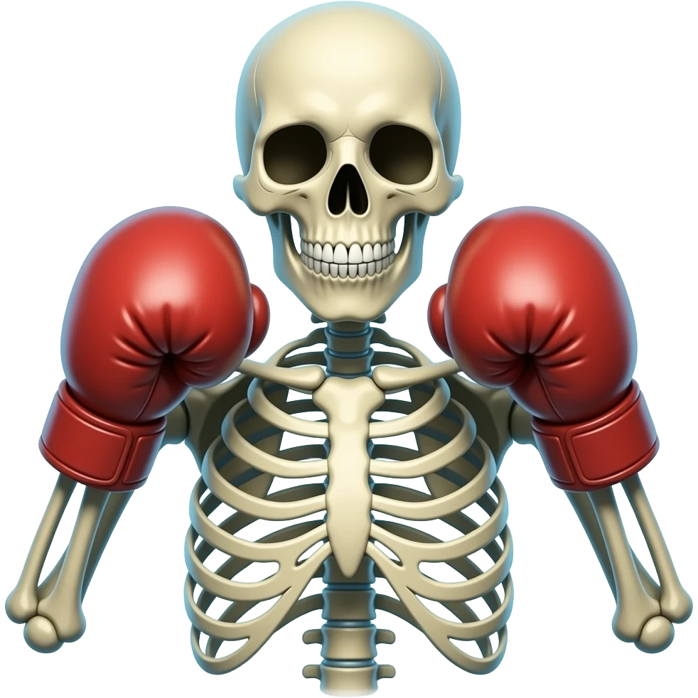 An skeleton wearing boxing glows emoji