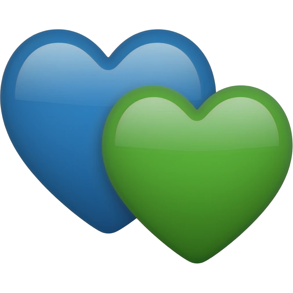 Creami un cuore tra il cuore azzurro e il cuore verde emoji