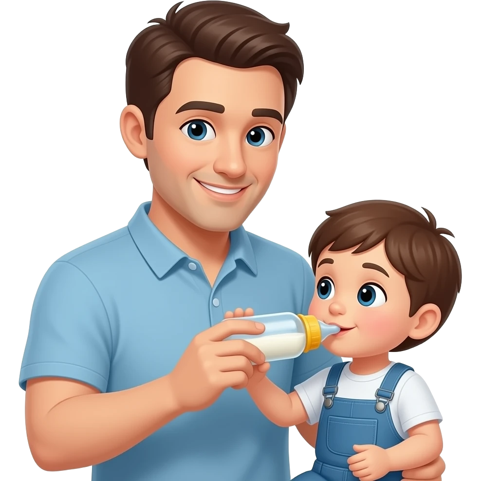 ребенка кормит папа из бутылочки emoji