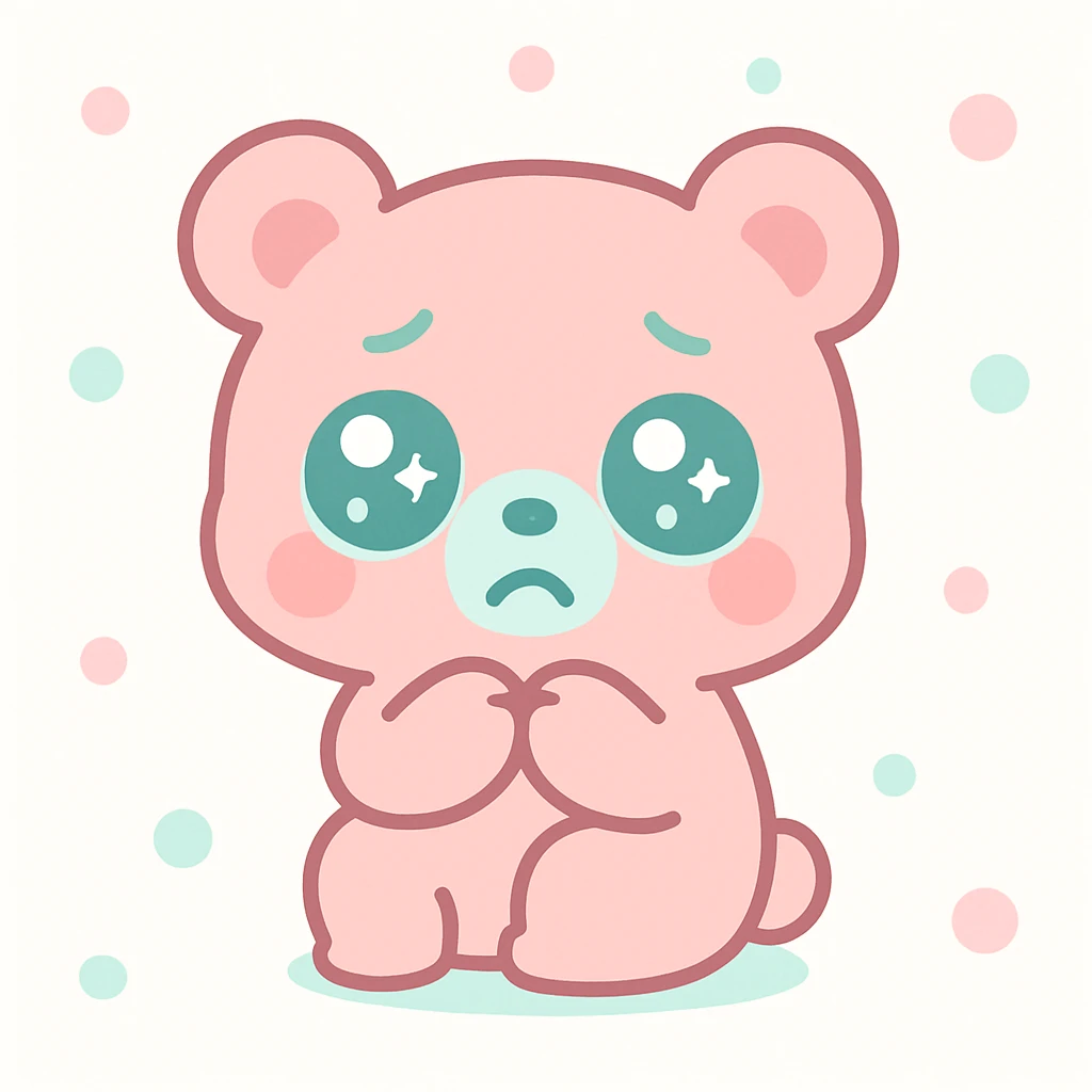 scared bear, simple and cute, big eyes, small body, minimal details emoji