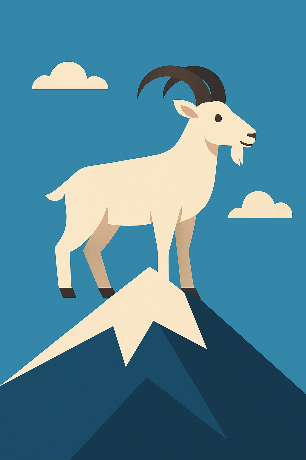 Flat design style goat in the peak emoji