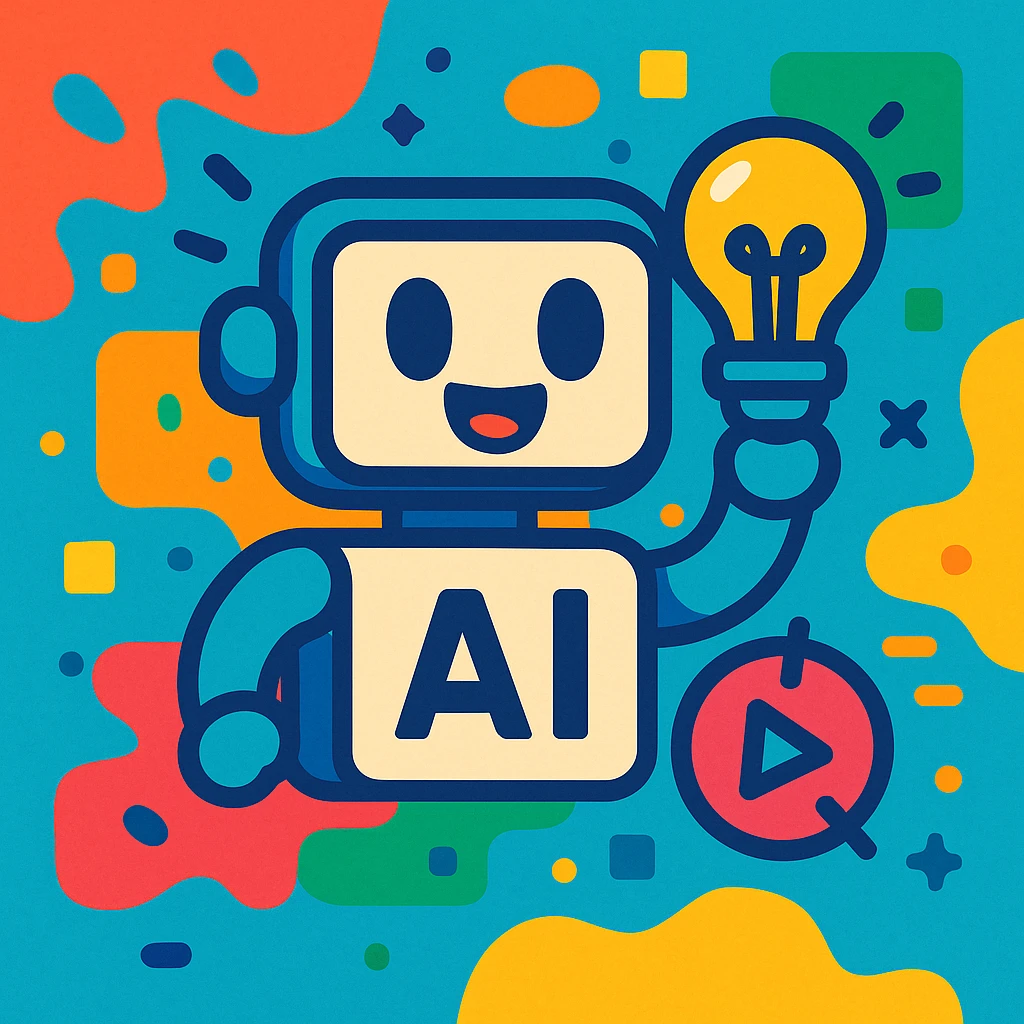 modern friendly icon representing generative AI for marketing, abstract shapes, digital feel, vibrant toon style emoji