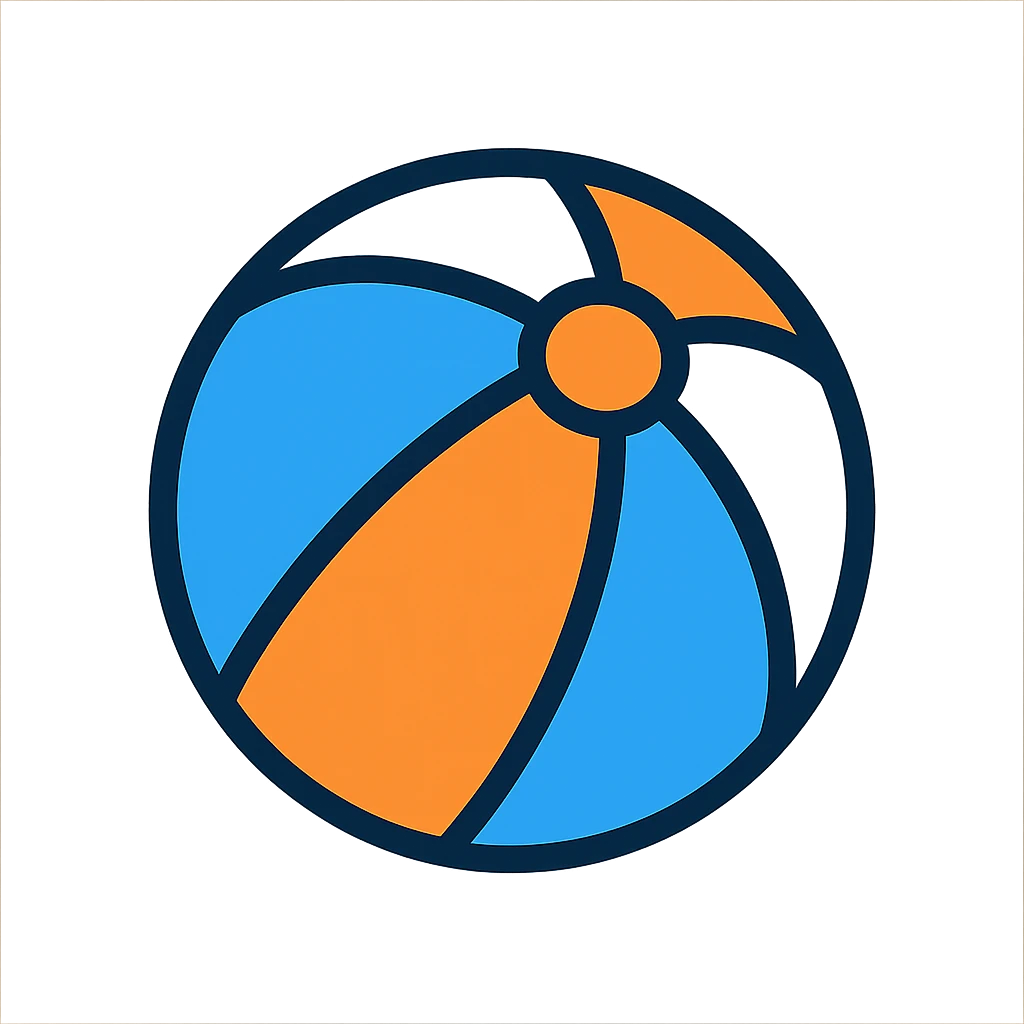 Beach ball with blue, orange, and white segments, keeping the original color outline icon style. No background. emoji
