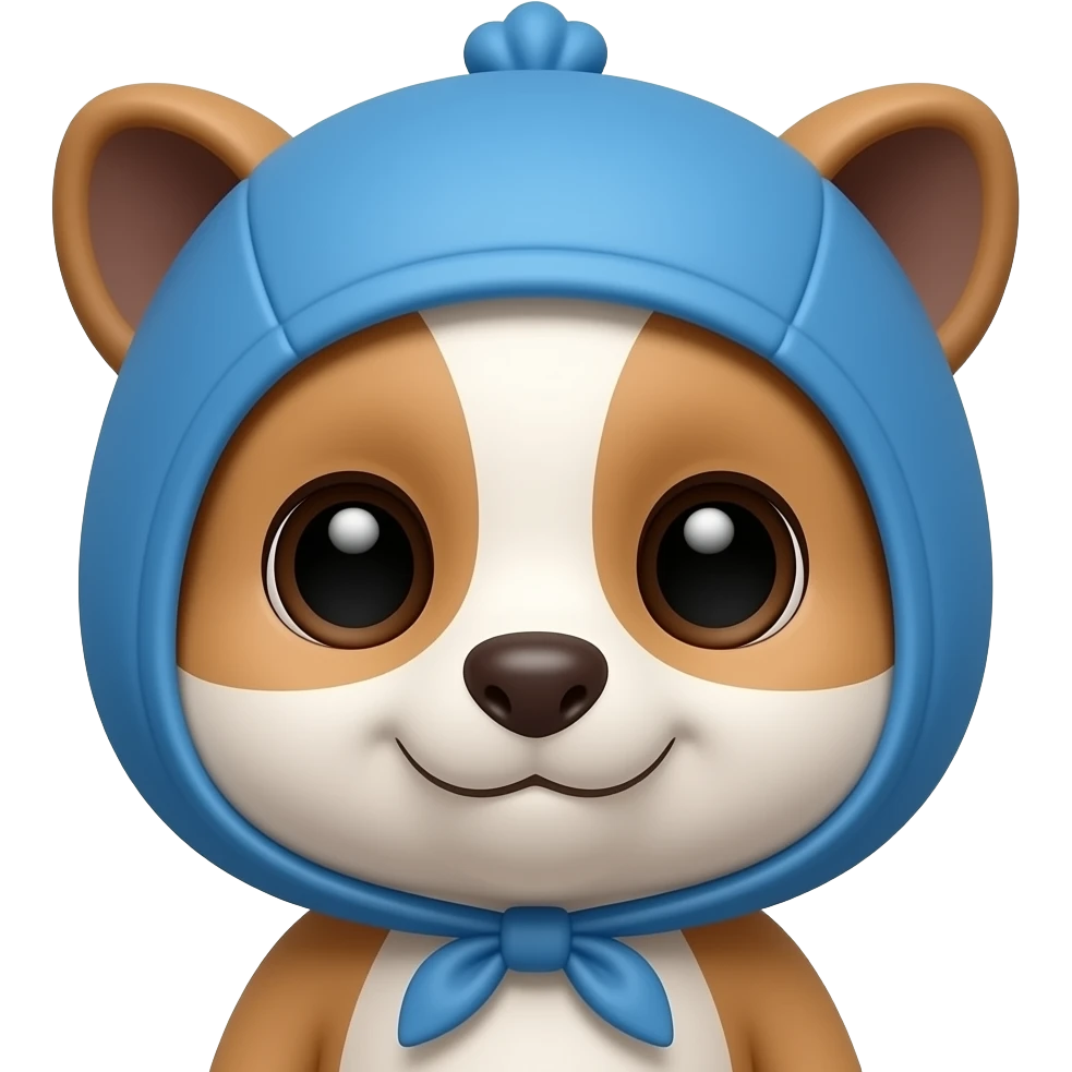 baby animal wearing blue hat, closeup bust size emoji