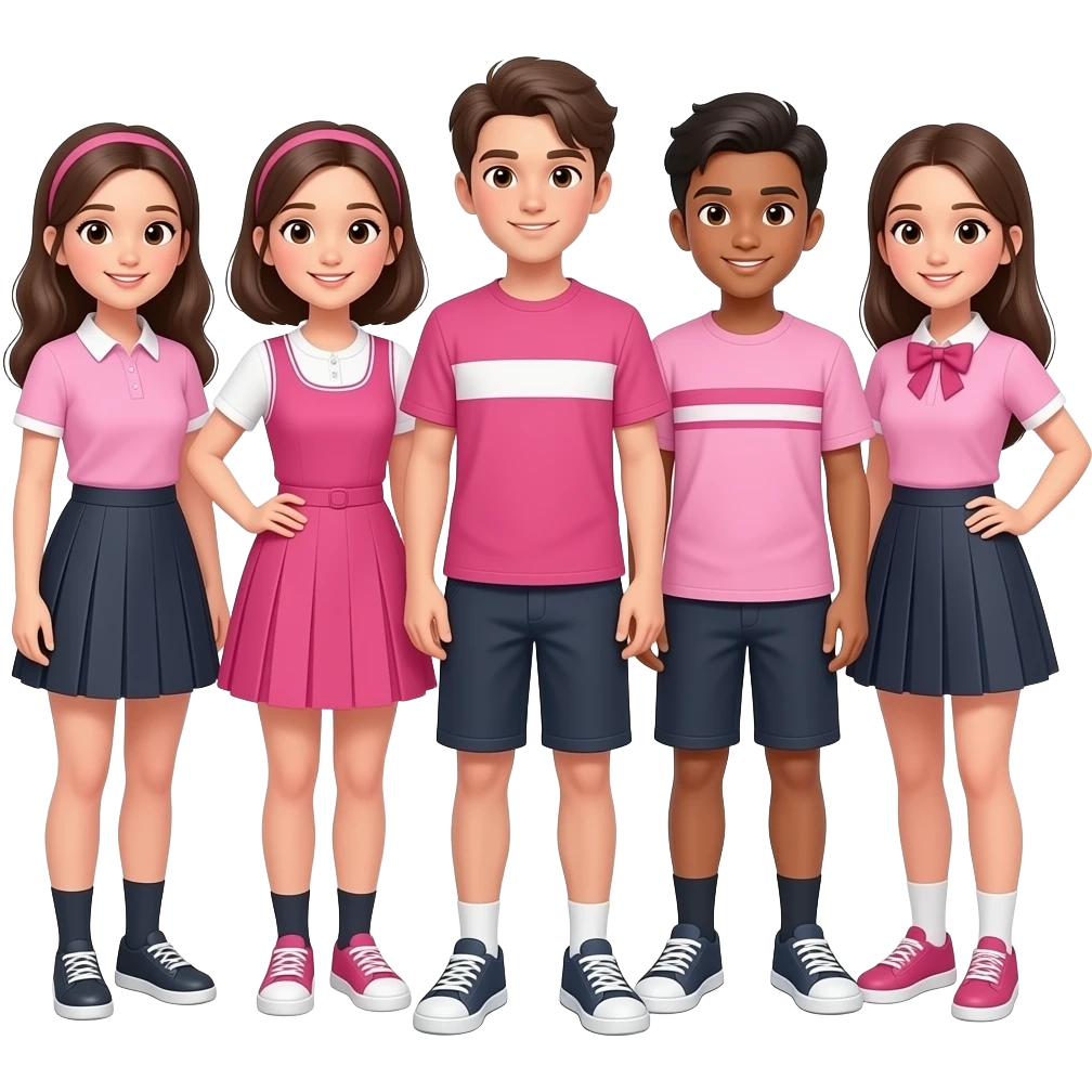 high school girls and boys wearing pink outfits not uniforms emoji