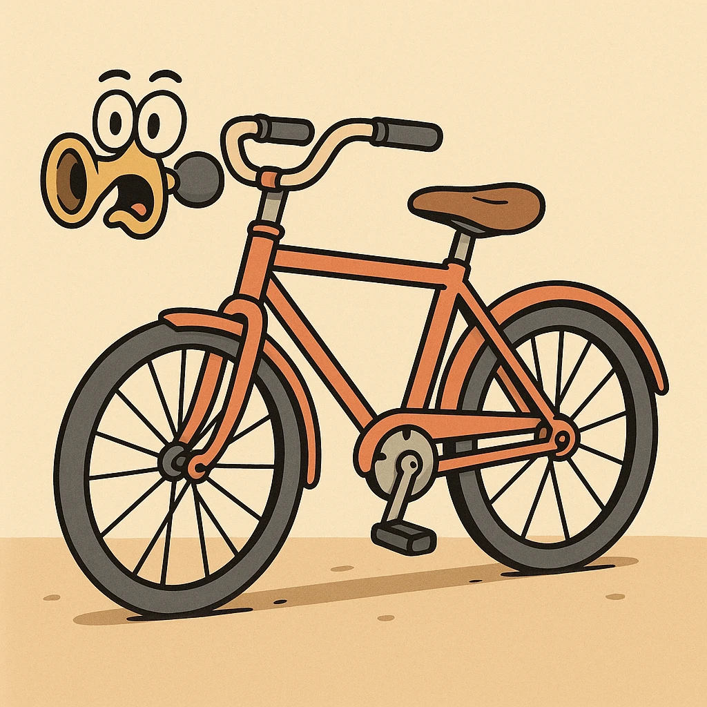 a fun and clear illustration of a bicycle with a horn emoji