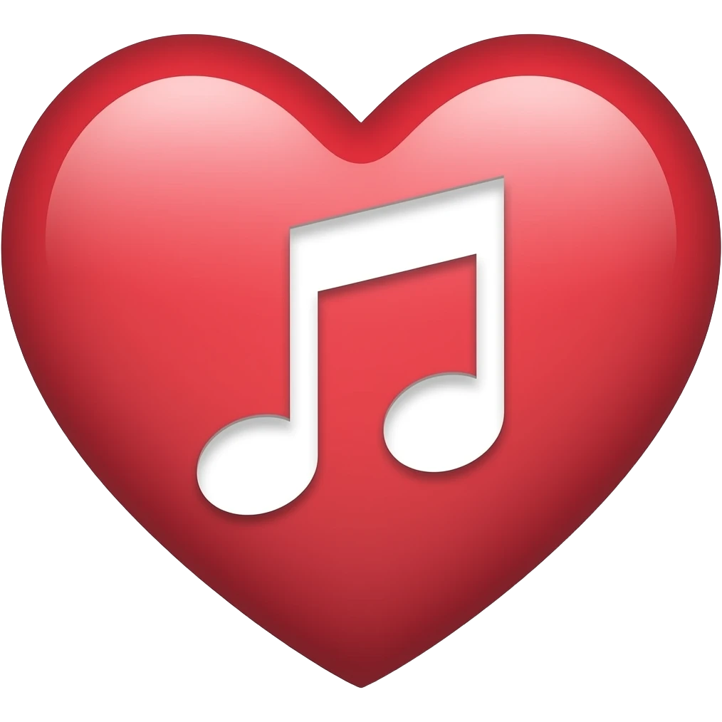 Put a white music note inside of this heart. emoji