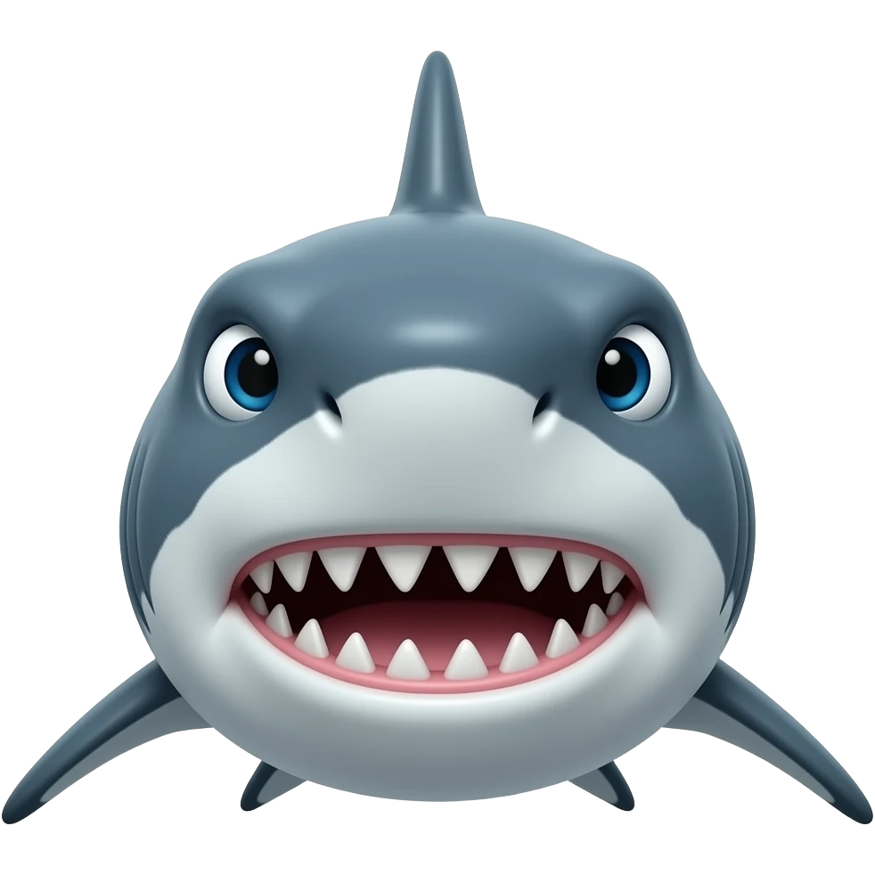 Tubarao agressivo,de frente ,n tao animado emoji