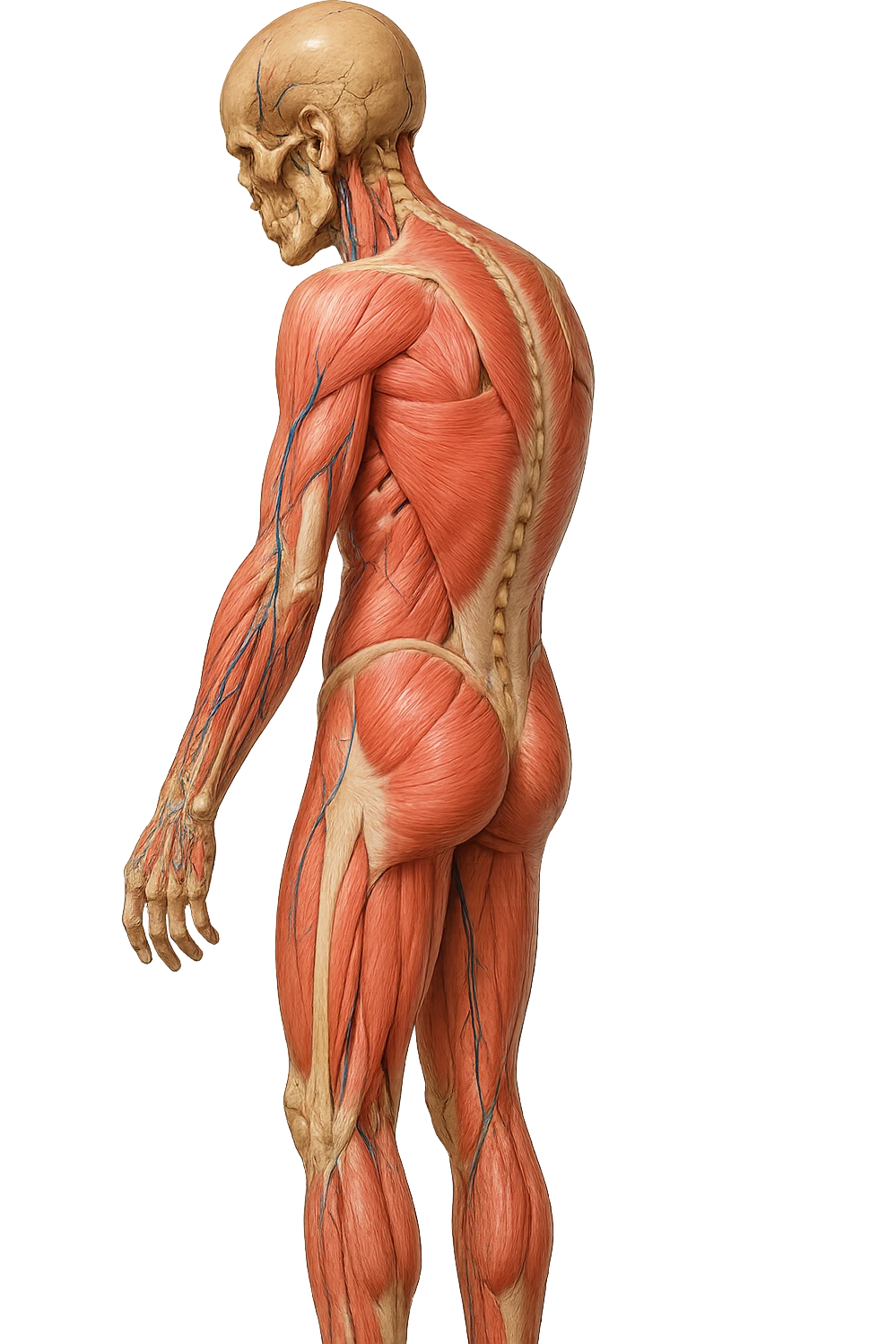 corpo umano anatomico realistico leggermente curvo con la schiena e le spalle che puntano leggermente in avanti, postura delle spalle chiuse, isolato su sfondo bianco emoji