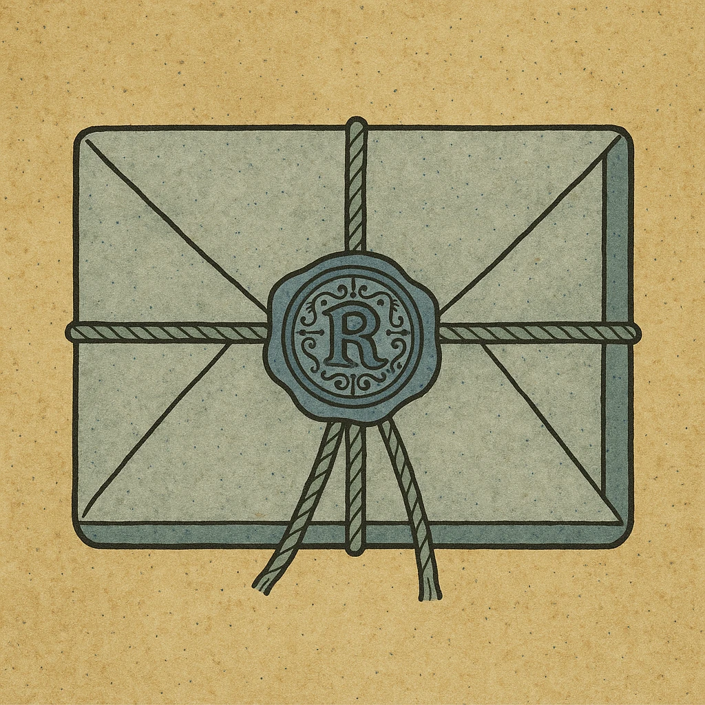 classic parcel, brown wrapping, string, wax seal, vintage illustration, no text emoji