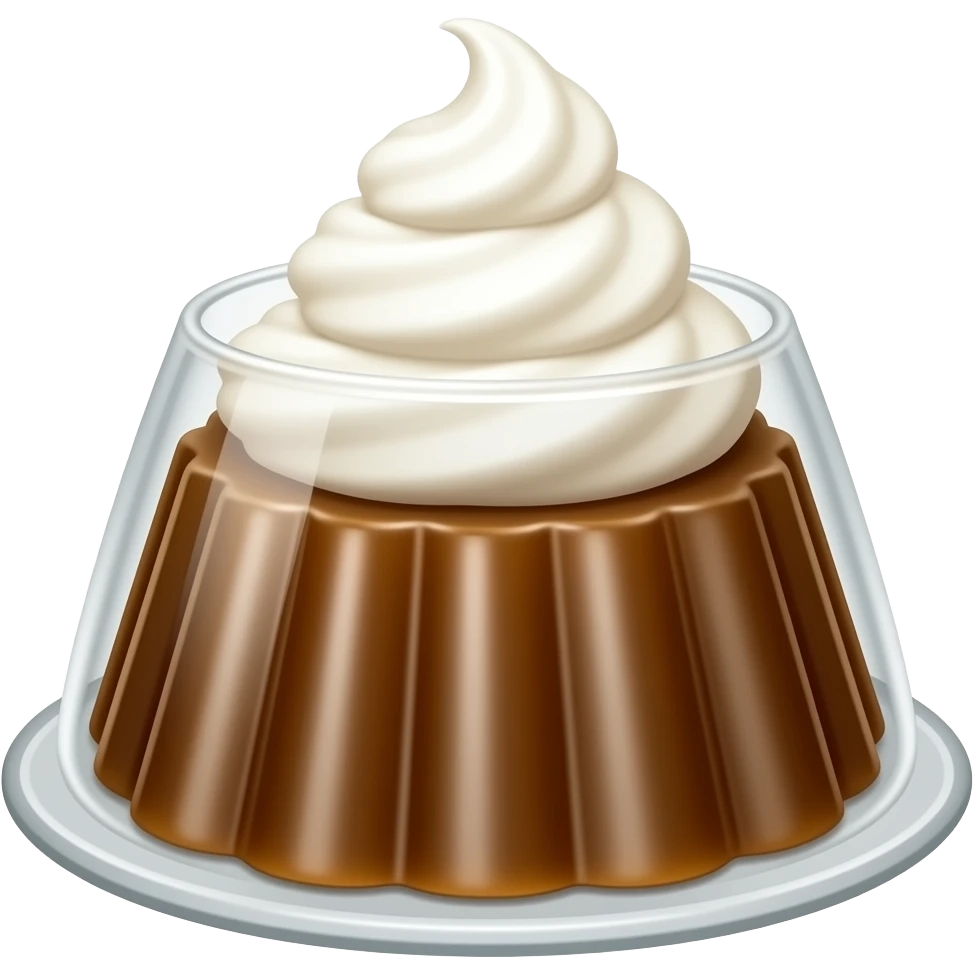 Coffee jelly in a glass with whipped cream on top of it emoji