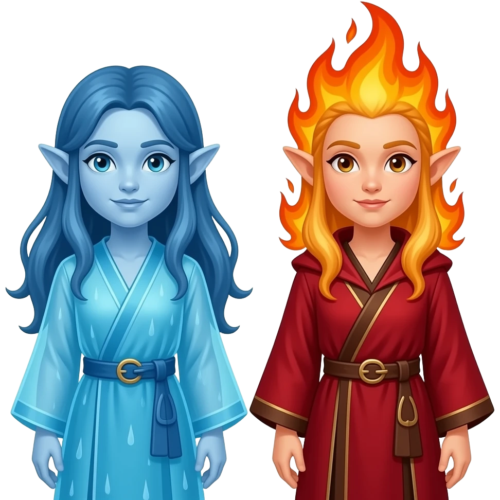 Water en vuur elfenpaar emoji