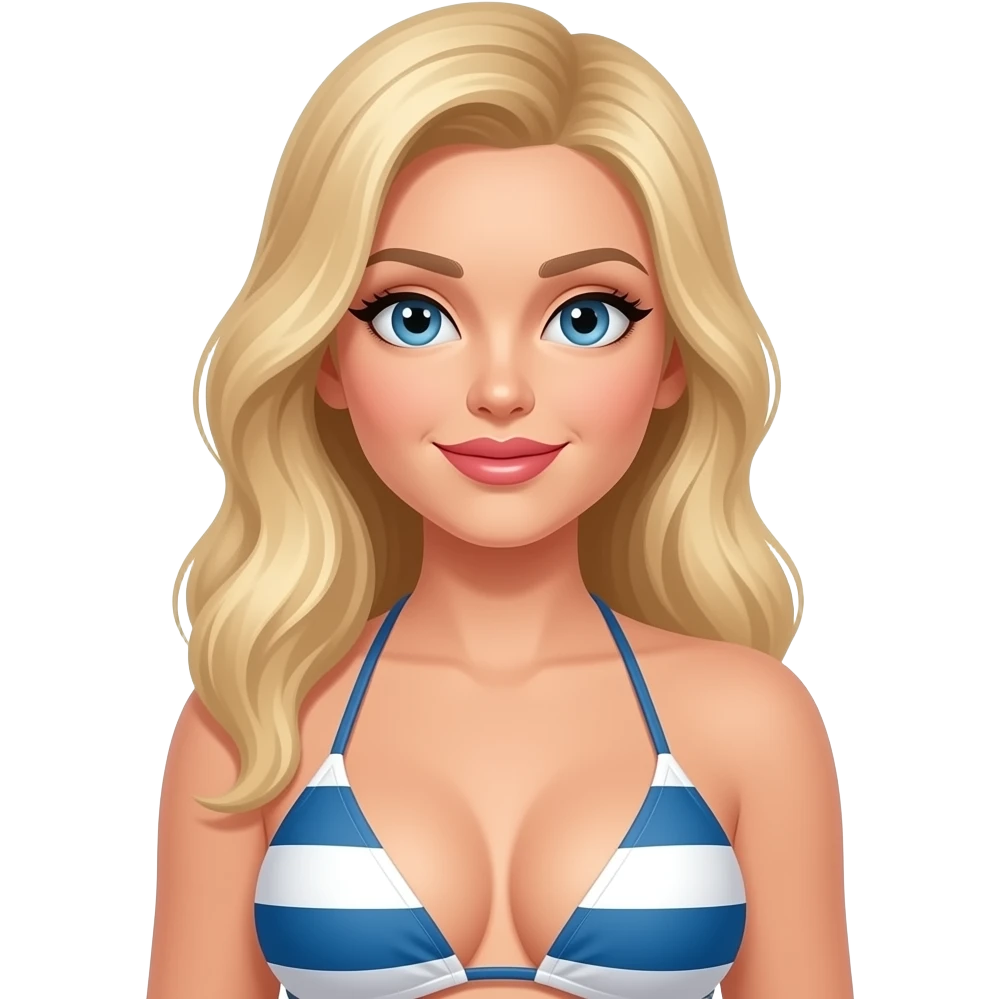 a hot blondie in bikni with big chest make her lips more fat emoji