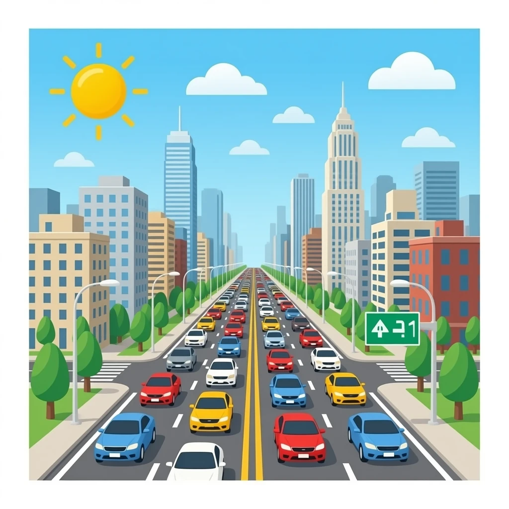 birds eye view of extremely wide traffic jam emoji