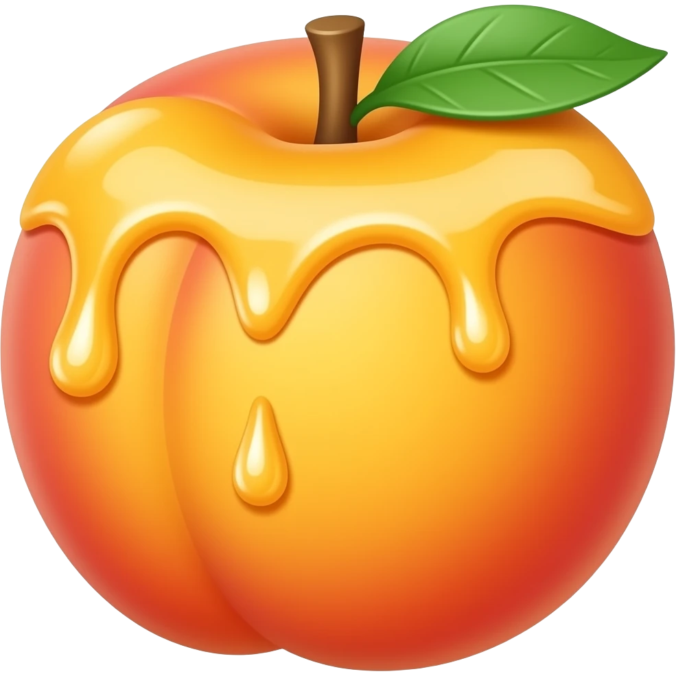 Honey dripping from inside a peach emoji