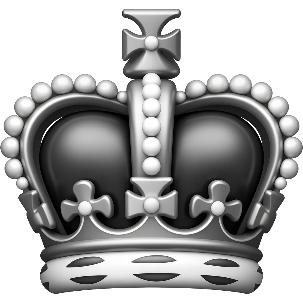 The queen logo in black and white emoji