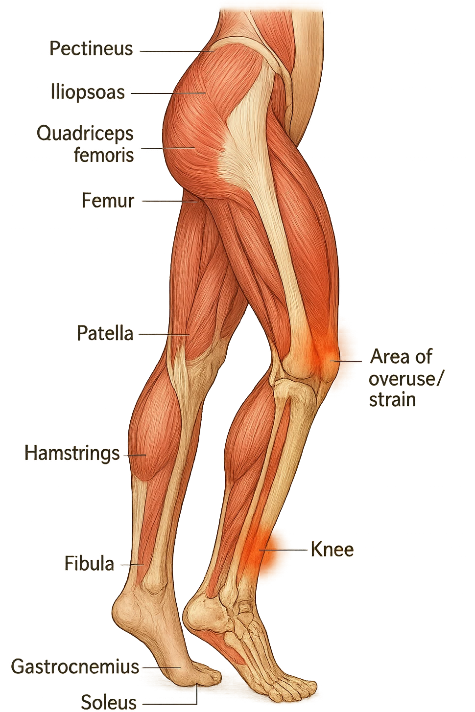 PRENDI SPUNTO DALLA FOTO E FAMMI A LIVELLO ANATOMICO LA GAMBA IN SOVRACCARICO emoji