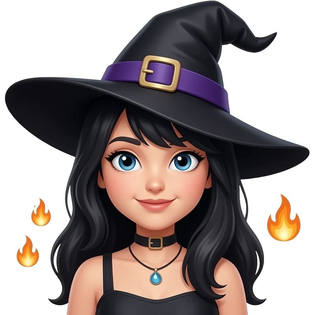 hot witch with black hair emoji