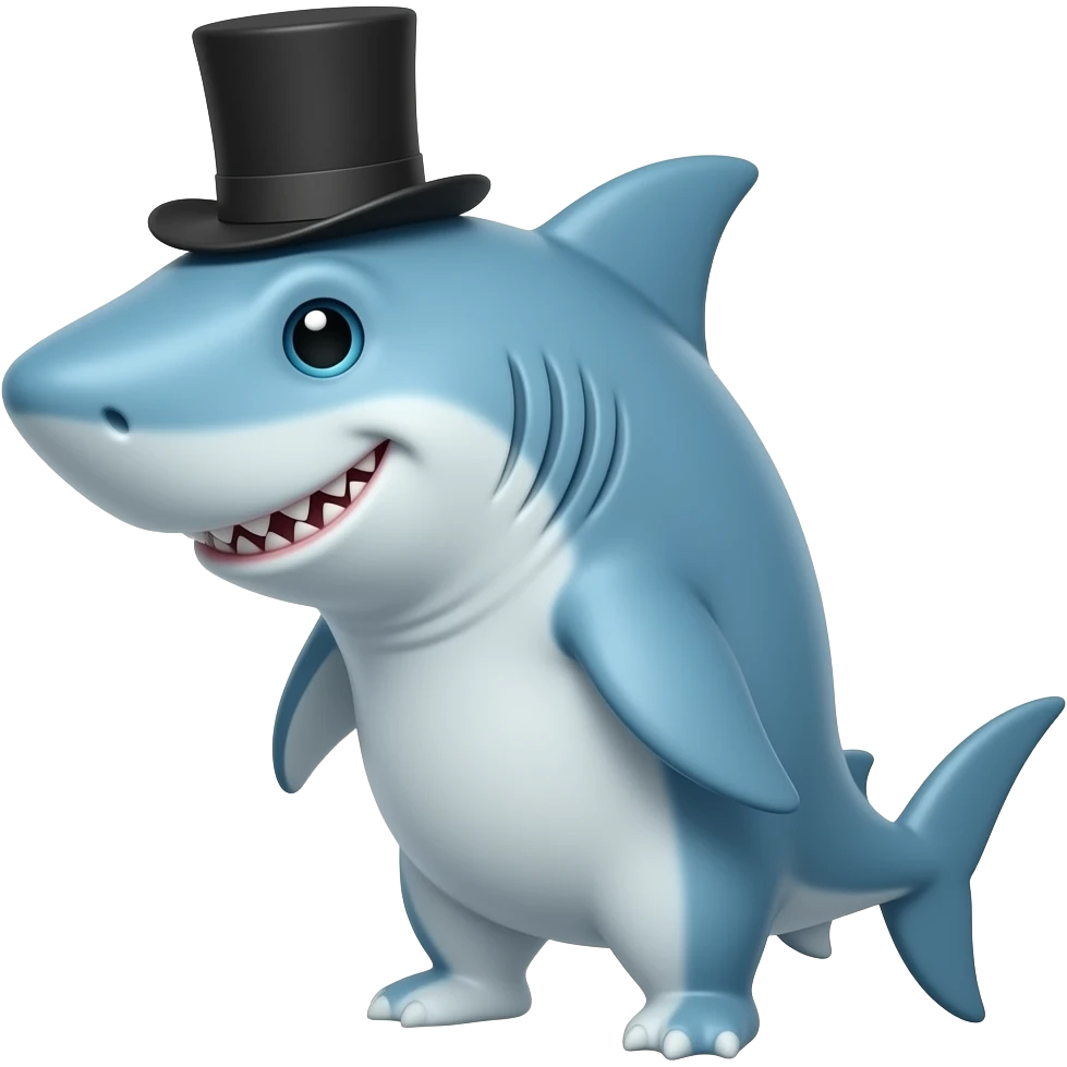 Shark with a top hat emoji