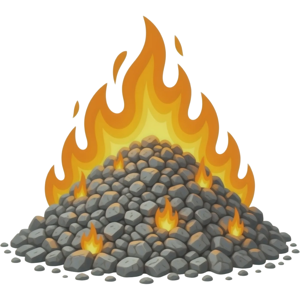 Pile of ash with some embers, waiting to be reignated emoji