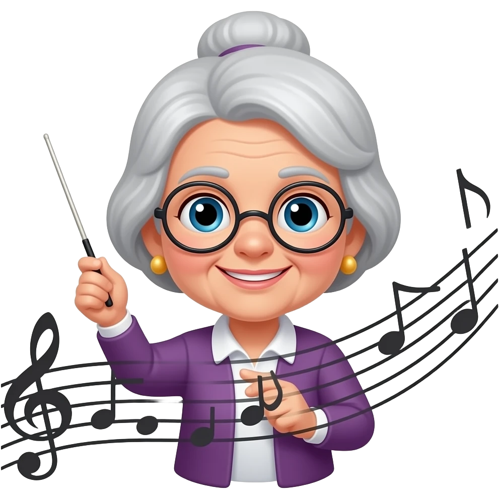 Music Conductor grandma with music chords emoji