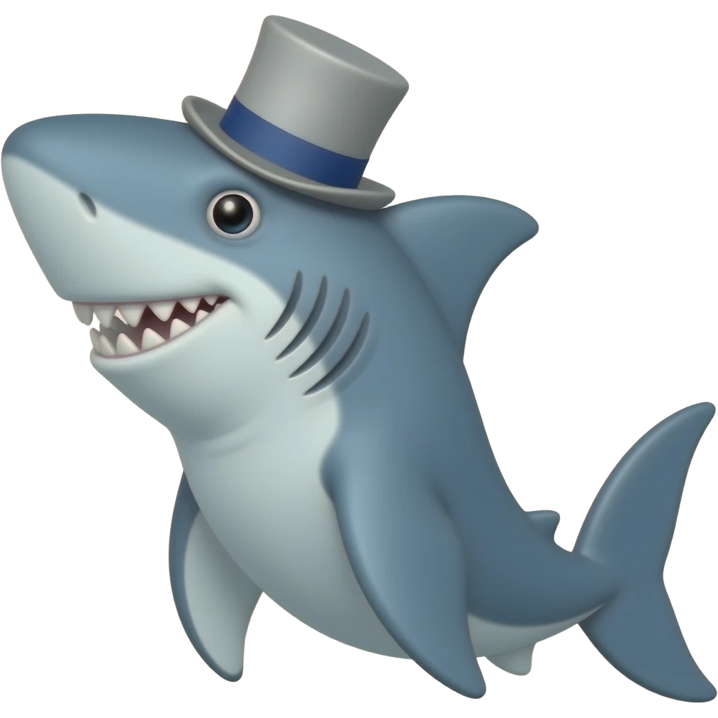 Shark with a top hat emoji