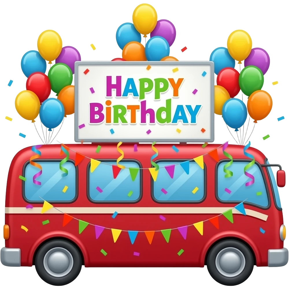 Red bus burthday emoji emoji