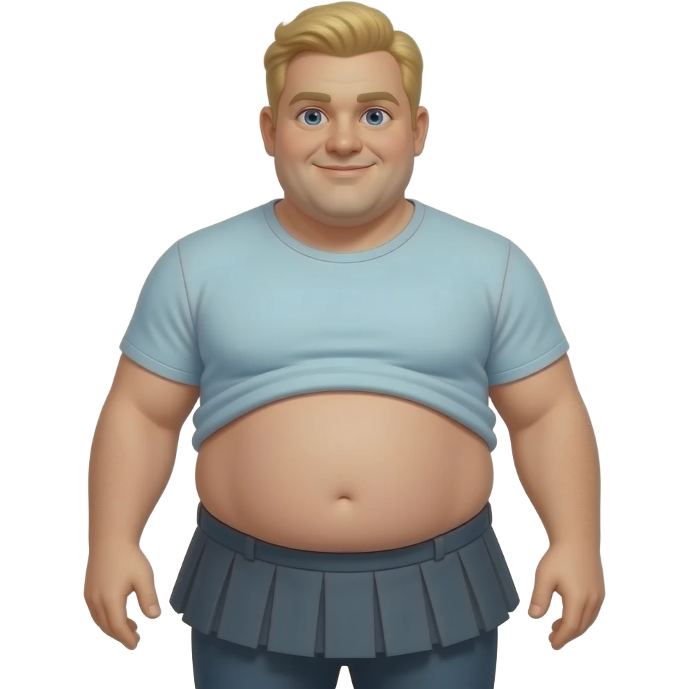 Blonde round obese man with Tshirt too small so the bottom of his belly hangs out emoji