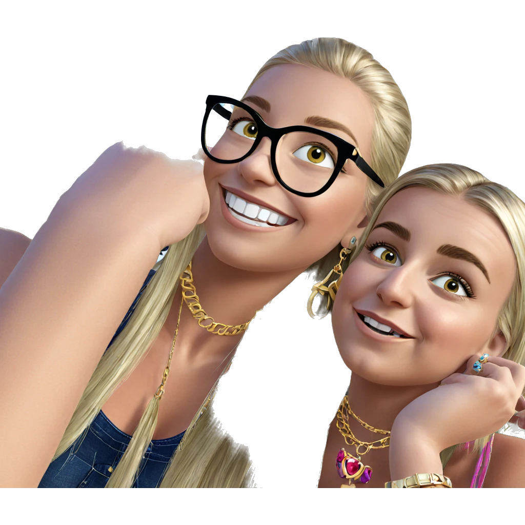 smiling blonde with jewelry outdoors emoji