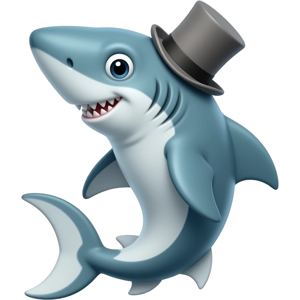 Shark with a top hat emoji