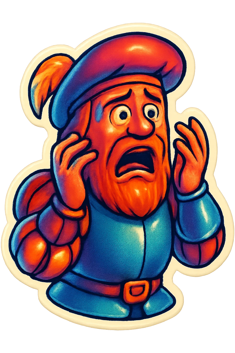 Red-bearded Landsknecht showing fear emoji