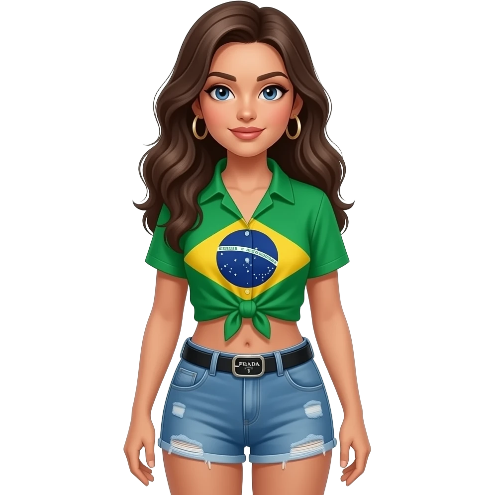 Ojos azules con cuerpo lindo shorts prada camisa de brasil mujer emoji