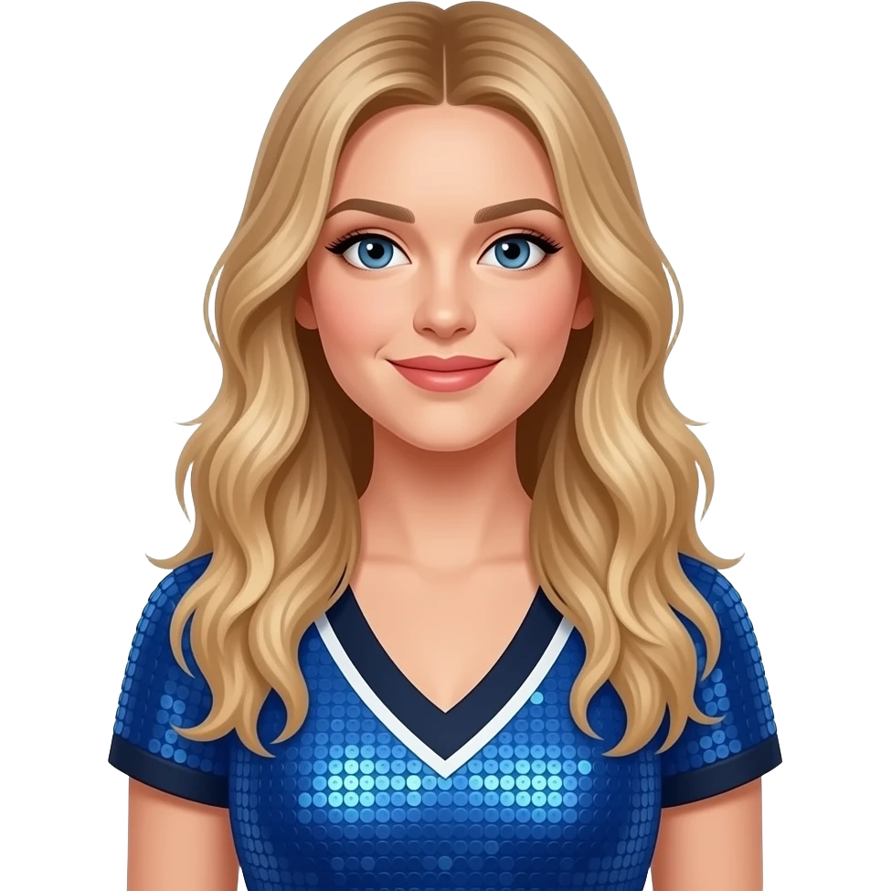 Sabrina carpenter is wearing a blue dress that features a structured silhouette with dark contrast trim (giving it a slightly sporty, cheer-inspired edge) and shimmering sequins that caught the desert stage lights perfectly. emoji