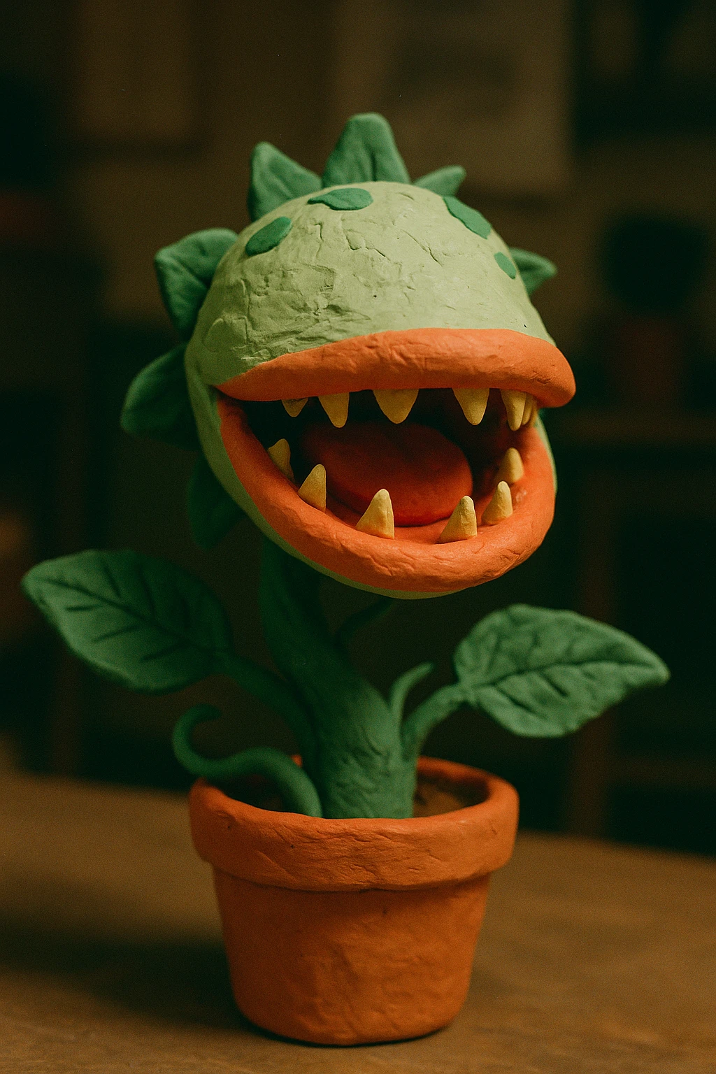 Audrey II, the carnivorous carnivorous plant from Little Shop of Horrors, 3D claymation style emoji