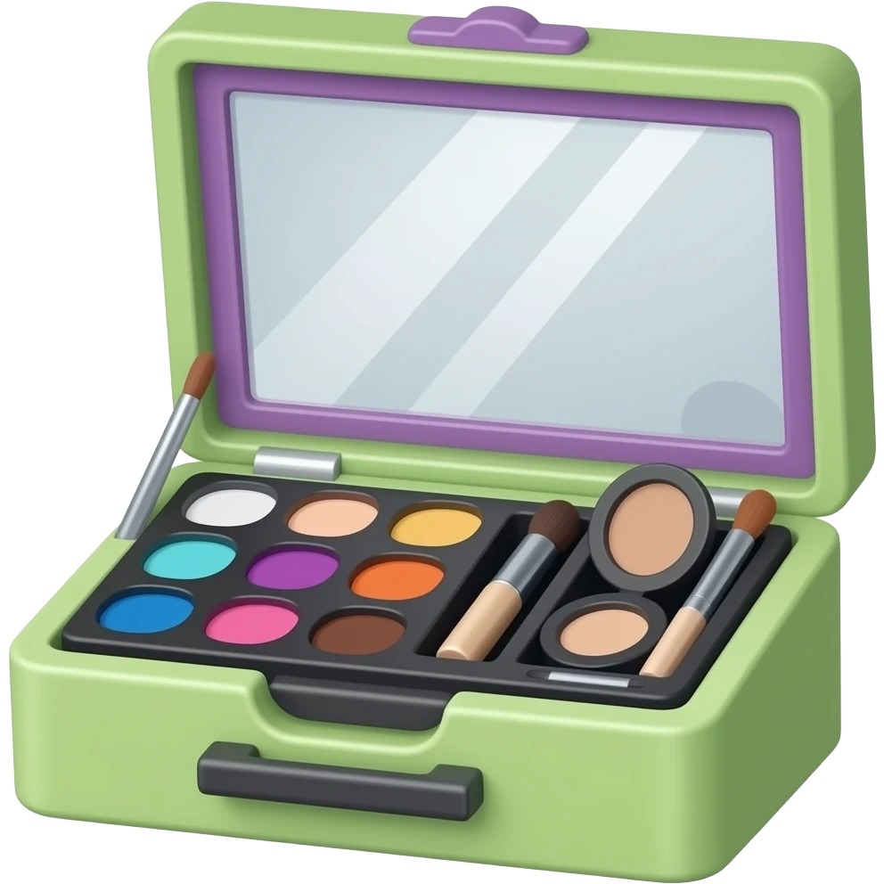 green purple  makeup organizer inspired by Barbie colour pallete emoji