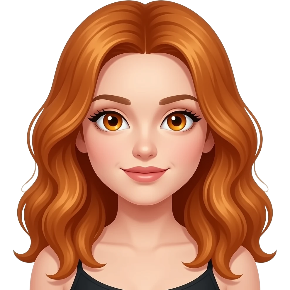 sexy girl with long wavy ginger hair and ginger glassy eyes emoji