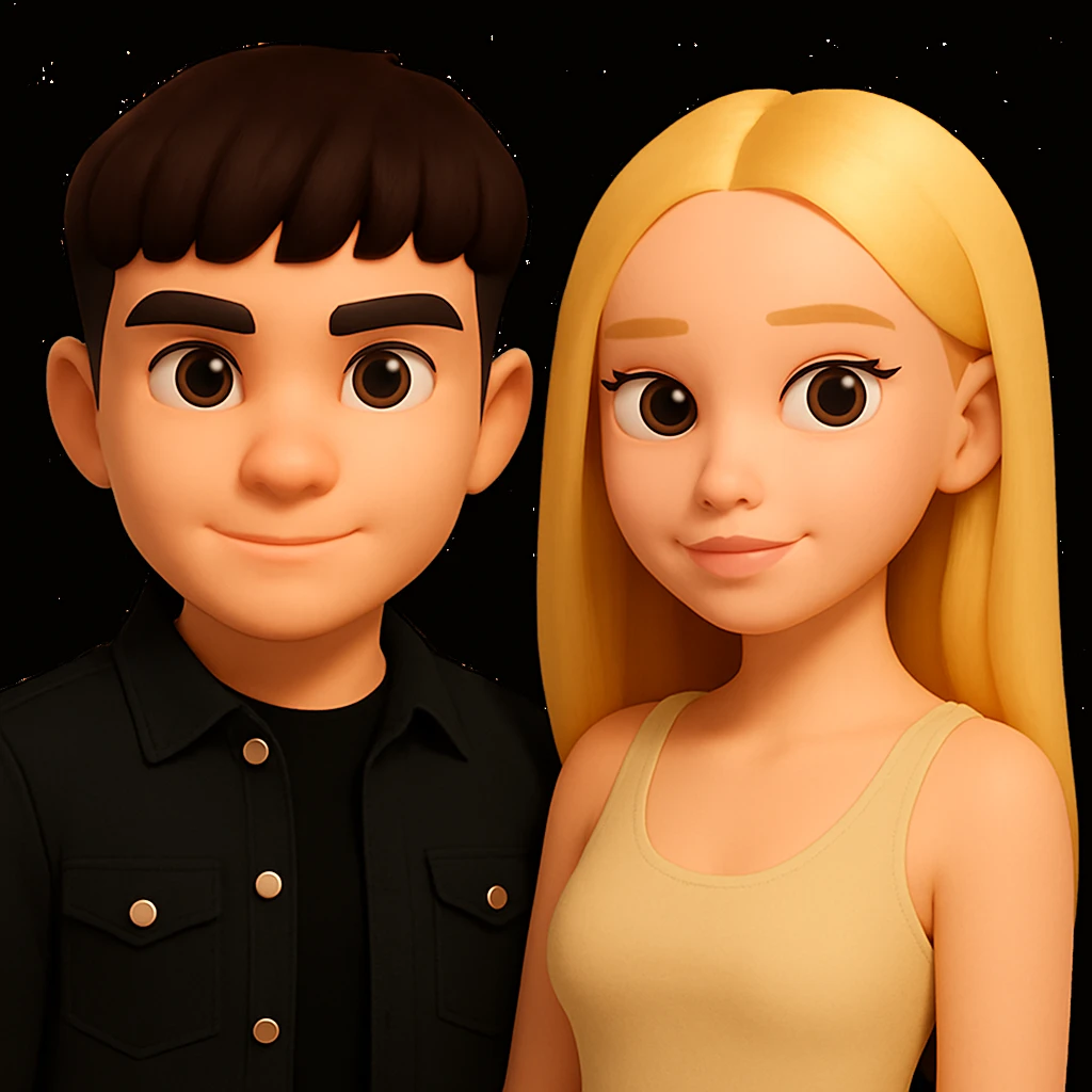 Change the girl's outfit to a tank top while keeping her appearance and pose the same. The style should remain consistent with the original 3D emoji style shown in the reference image. emoji