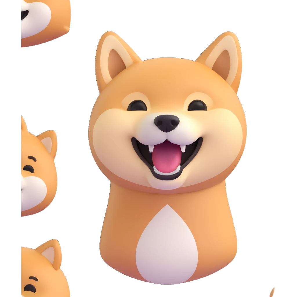 shiba inu, laughing emoji