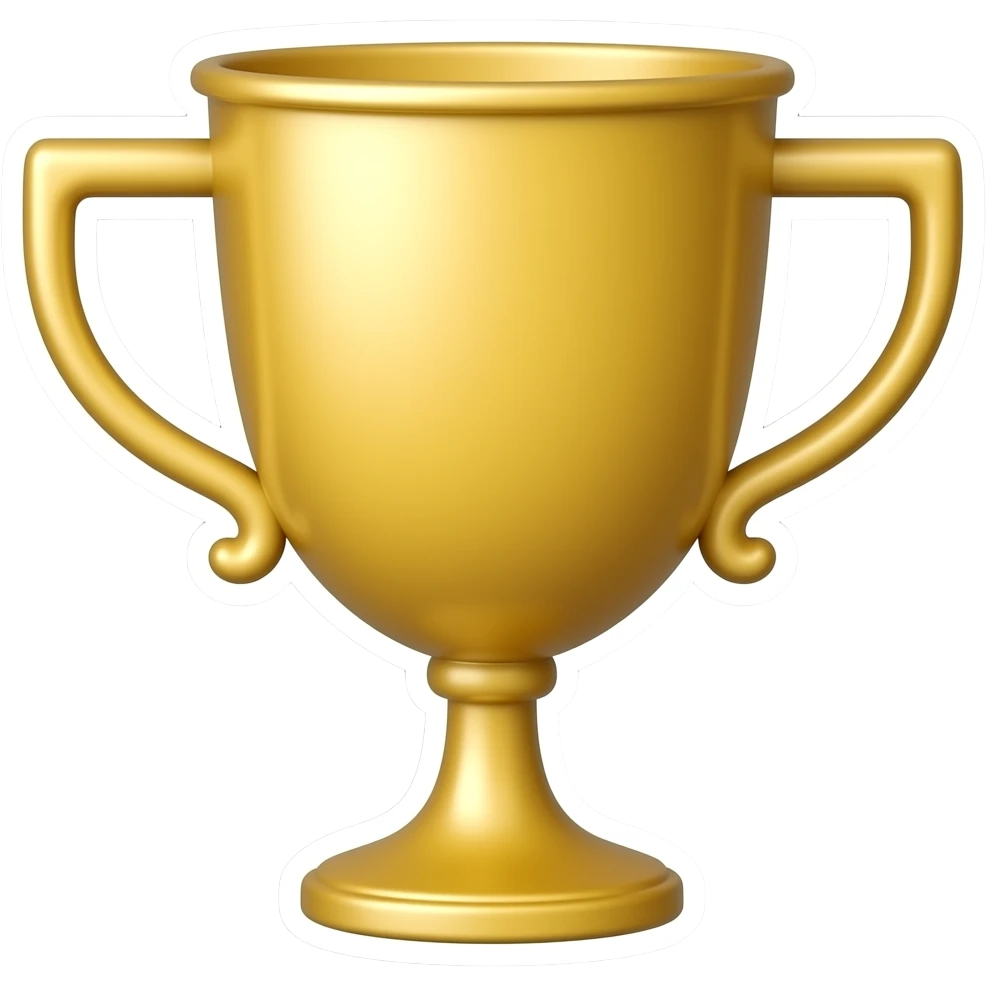 Simple and minimalistic sticker of a trophy, white outline emoji