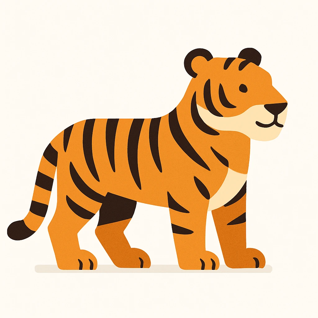 flat design style tiger white background emoji