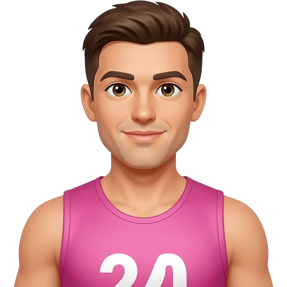 male netball player wearing pink full body emoji