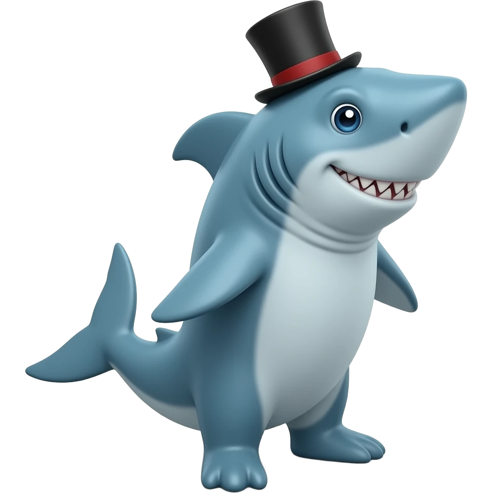 Shark with a top hat emoji