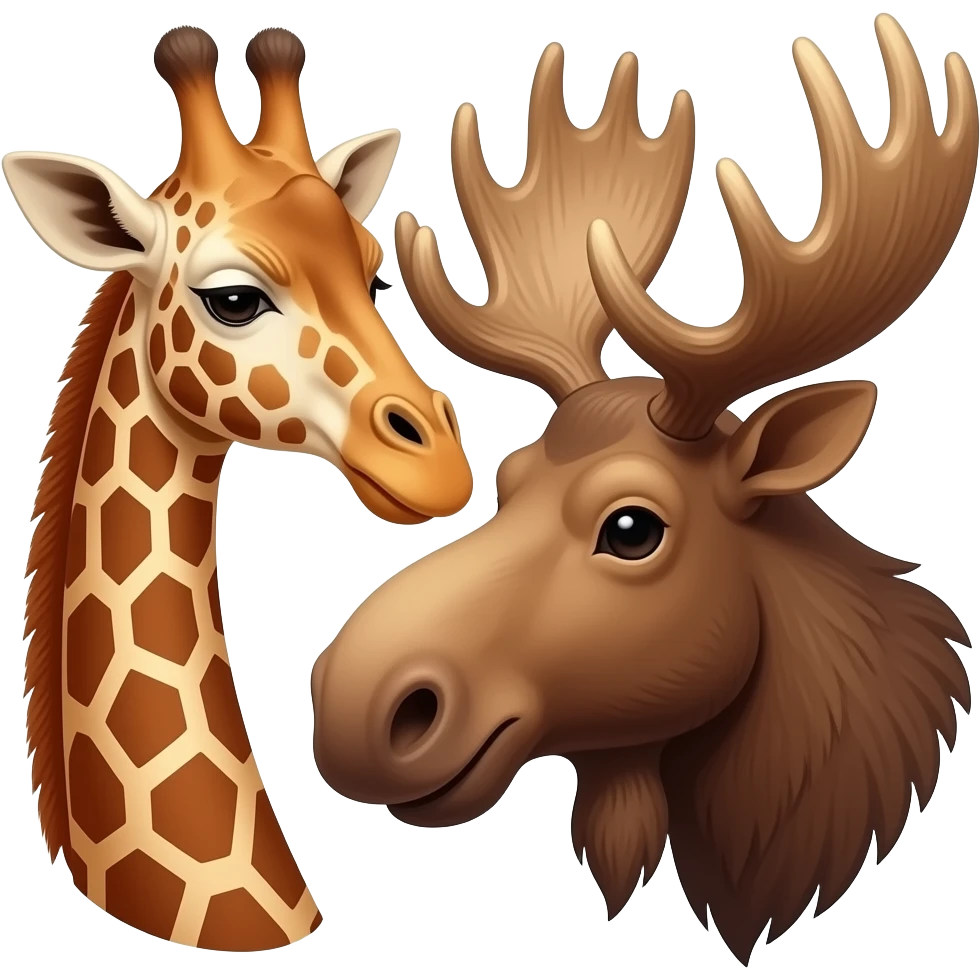 Giraffenkopf und Elchkopf umarmen sich emoji