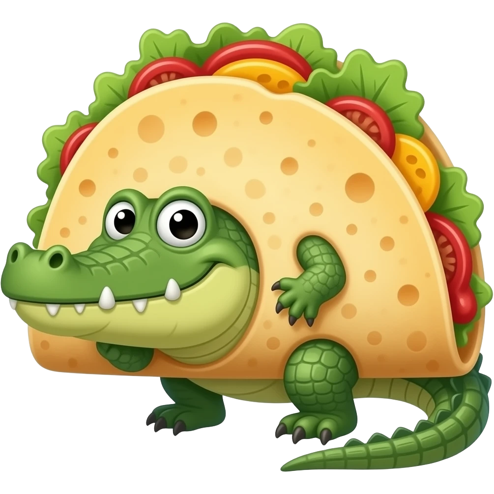 quesadilla fused with crocodile standing emoji