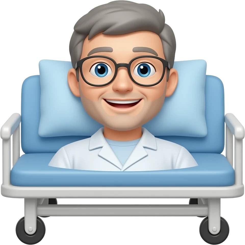 Paciente tumbado en camilla feliz emoji