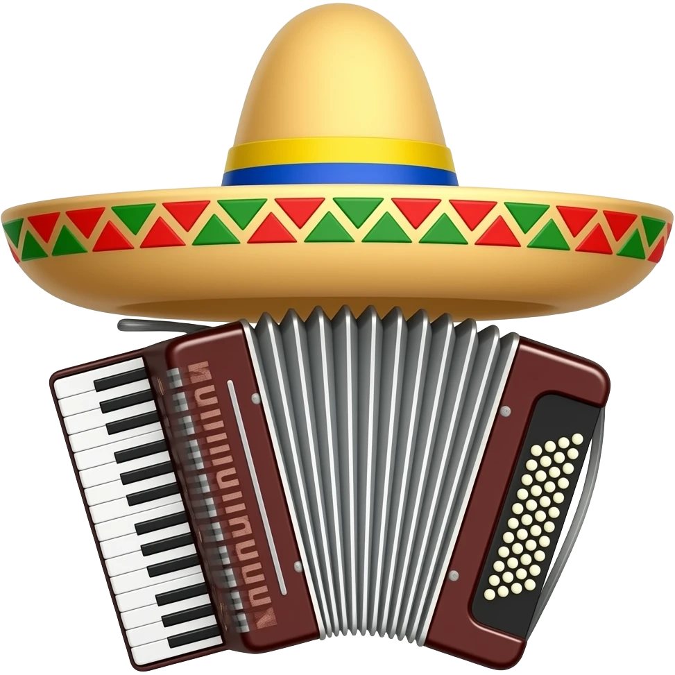 Sombrero volteao colombiano y acordeón emoji